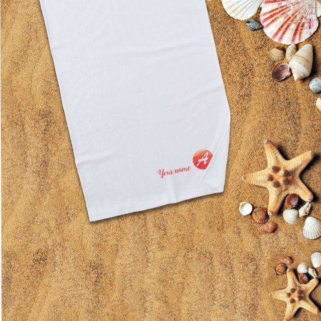 Monogram coral wavy letter A logo beach towel (Creator Uploaded)