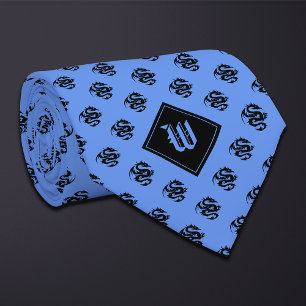 Monogram Cornflower Blue Dragon Tie