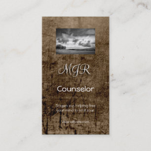 Monogram, Counselling Services, leather-effect Business Card
