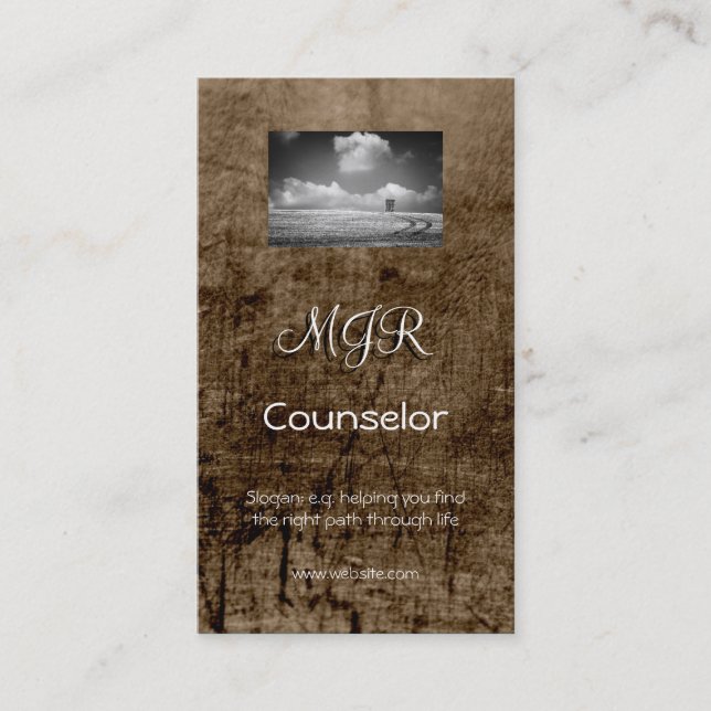 Monogram, Counselling Services, leather-effect Business Card (Front)