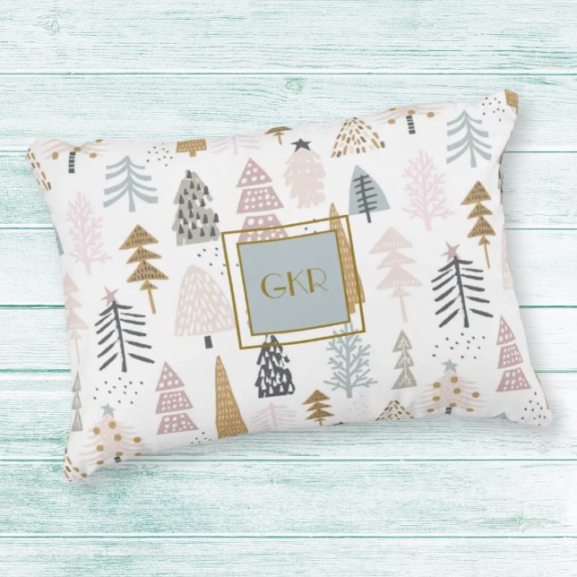Monogram Country Christmas Trees 16x12 Decorative Cushion (Creator Uploaded)