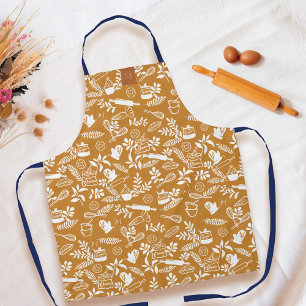Monogram Country-Style Baking Pattern Yellow Apron