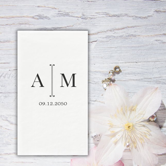  Monogram Couple Date Simple Minimal Wedding Napkin (Creator Uploaded)