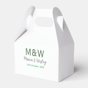 Monogram couple grey green modern romantic date si favour box