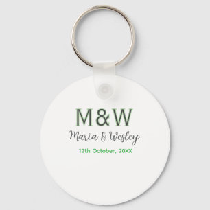 Monogram couple grey green modern romantic date si key ring