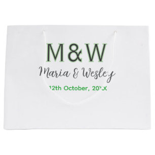 Monogram couple grey green modern romantic date si large gift bag