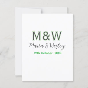 Monogram couple grey green modern romantic date si postcard