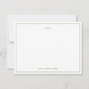 Monogram Couple Initial Olive Green Custom Wedding Card