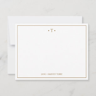 Monogram Couple Initials Brown Custom Wedding Card