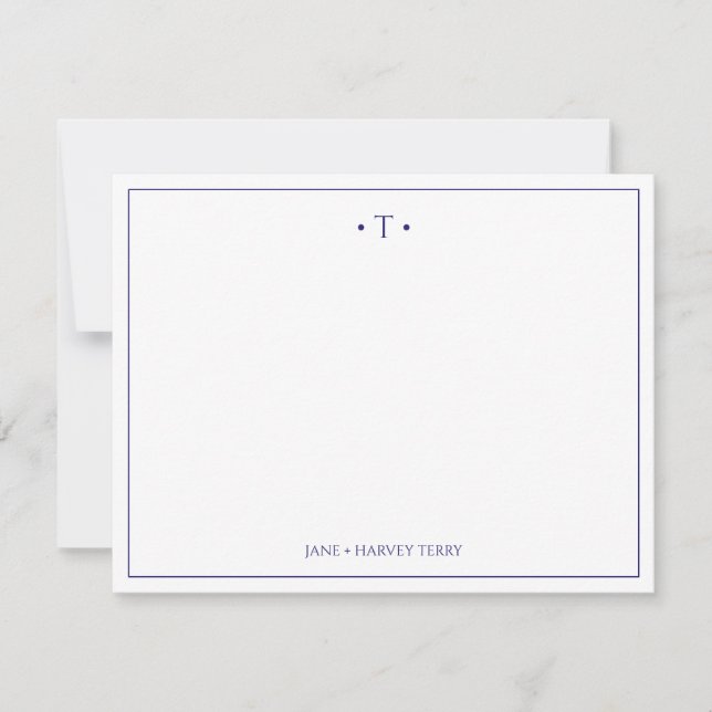 Monogram Couple Initials Royal Blue Custom Wedding Card (Front)
