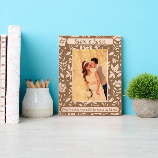 Monogram Couple Names Botanical Floral Quote Etched Frames (Creator Uploaded)