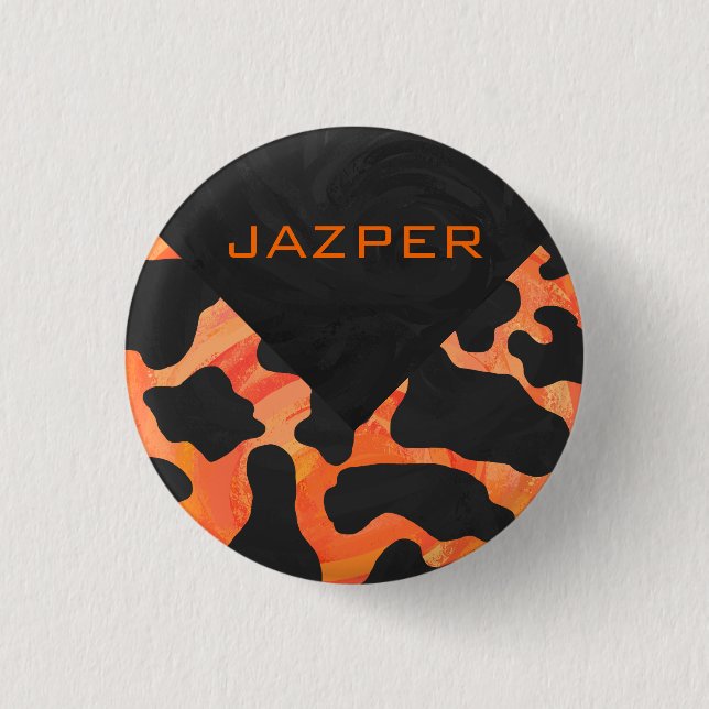 Monogram Cow Black and Orange Print 3 Cm Round Badge (Front)