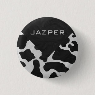 Monogram Cow Black and White 3 Cm Round Badge