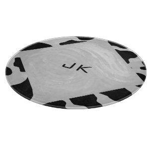 Monogram Cow Black and White Cutting Board