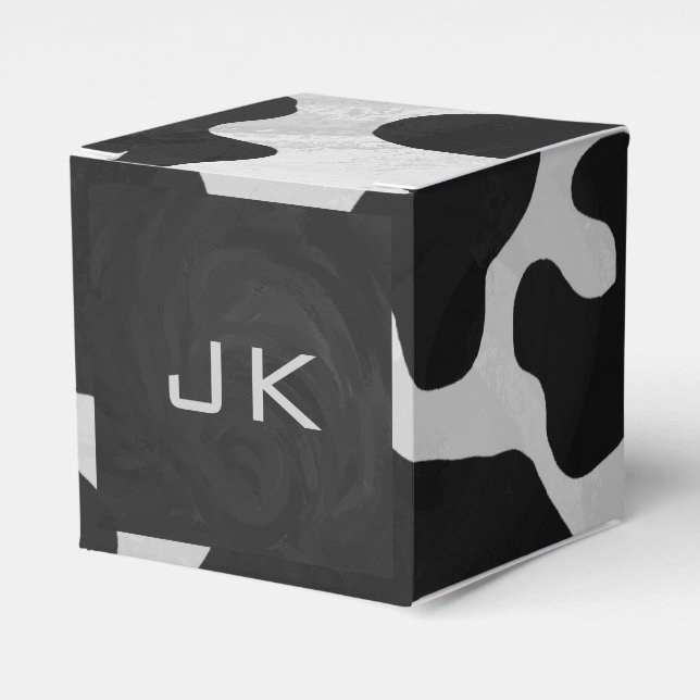 Monogram Cow Black and White Favour Box (Front Side)