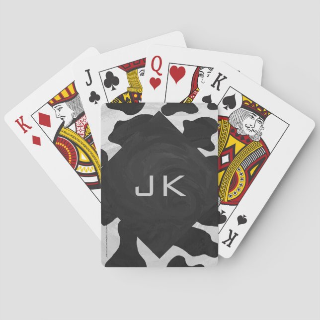 Monogram Cow Black and White Playing Cards (Back)