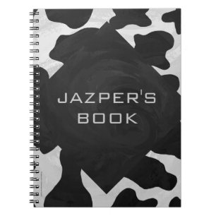 Monogram Cow Black and White Spiral Notebook