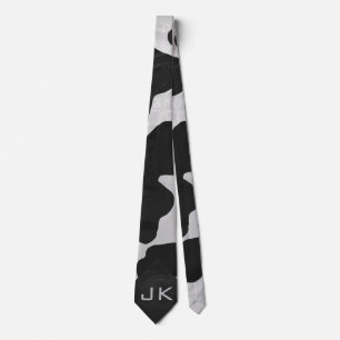 Monogram Cow Black and White Tie