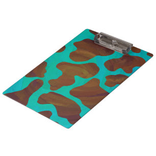 Monogram Cow Brown and Teal Print Clipboard