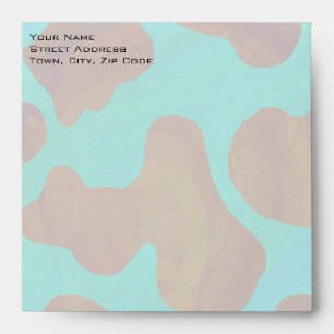 Monogram Cow Brown and Teal Print Envelope