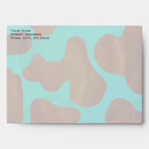 Monogram Cow Brown and Teal Print Envelopes