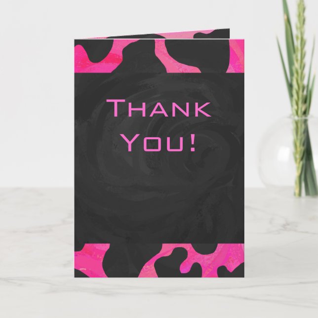 Monogram Cow Hot Pink and Black Print Card (Front)