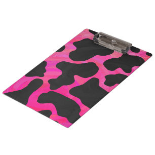 Monogram Cow Hot Pink and Black Print Clipboard