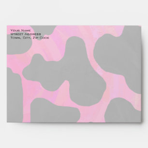 Monogram Cow Hot Pink and Black Print Envelopes