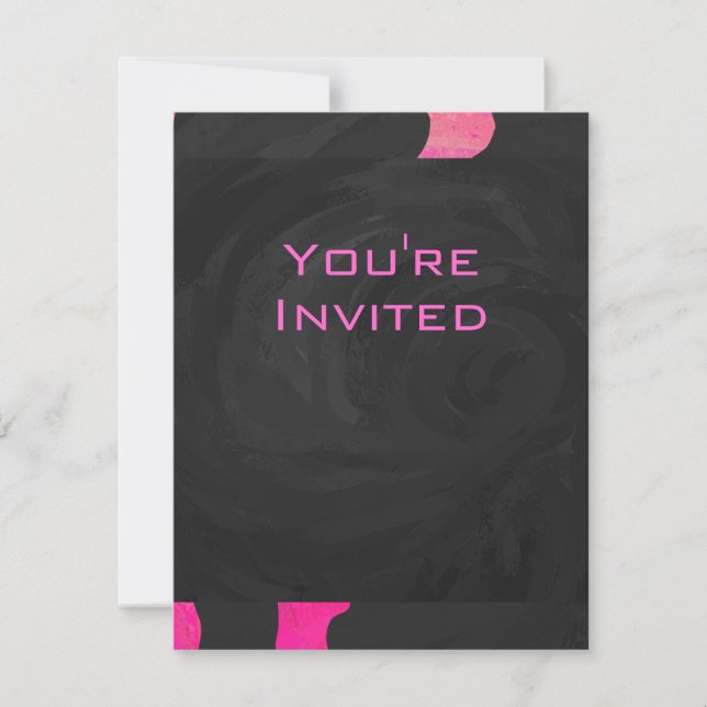 Monogram Cow Hot Pink and Black Print Invitation (Front)