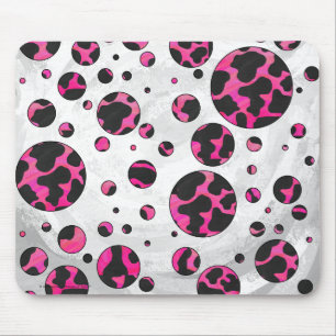 Monogram Cow Hot Pink and Black Print Mouse Pad