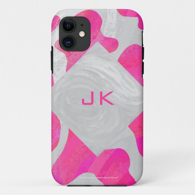 Monogram Cow Hot Pink and White Print Case-Mate iPhone Case (Back)