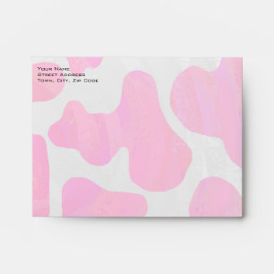 Monogram Cow Hot Pink and White Print Envelope