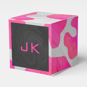 Monogram Cow Hot Pink and White Print Favour Box