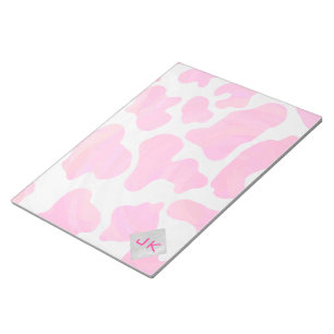 Monogram Cow Hot Pink and White Print Notepad