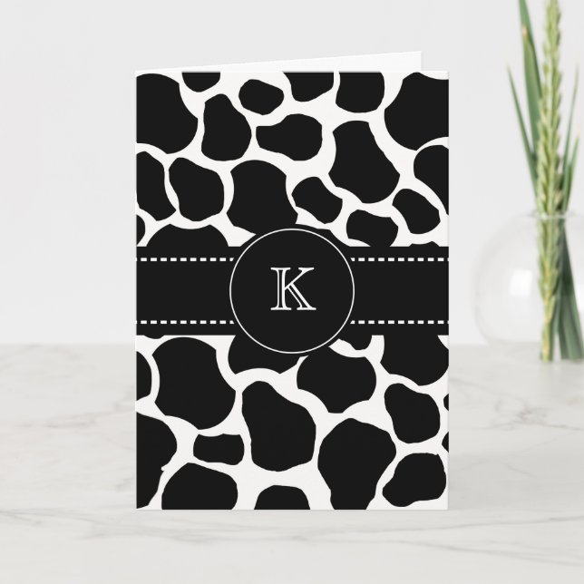 Monogram Cow Spots Thank You Note (Front)