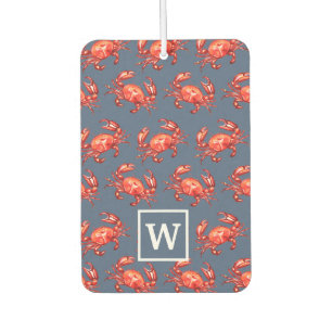 Monogram Crab Pattern Navy Blue Car Air Freshener