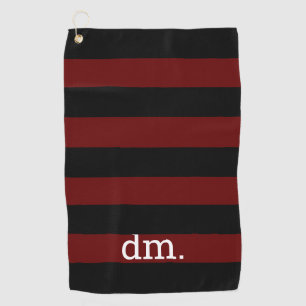 Monogram Cranberry & Blk Stripe  Golf Towel