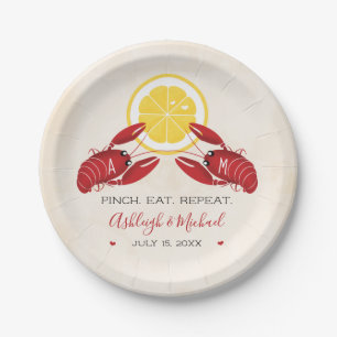 Monogram Crawfish Boil Wedding Shower Paper Plates