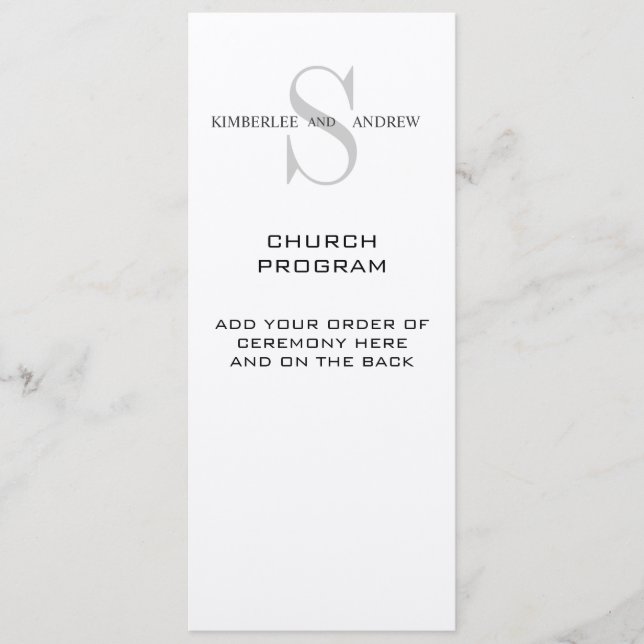 Monogram Cream Wedding Program Programme (Front)