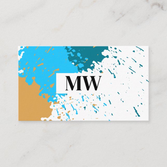 Monogram | Creative Paint Splatter Business Card (Front)