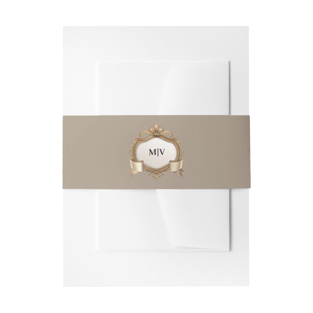 Monogram Crest Belly Band Invitation Belly Band (Front Example)
