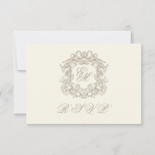 Monogram Crest Elegant Ivory Menu Wedding