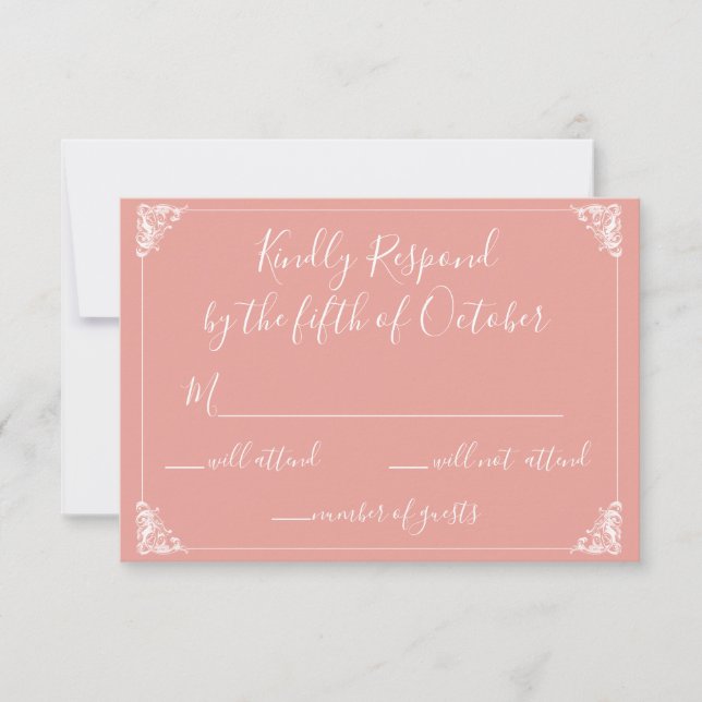 Monogram Crest Gold Blush Wedding rsvp (Front)