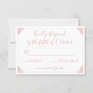 Monogram Crest Gold Blush Wedding rsvp Card