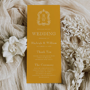 Monogram Crest Marigold Yellow Wedding Programme