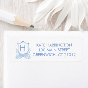 Monogram Crest Return Address Label