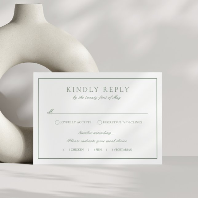 Monogram Crest Sage Green RSVP Wedding Enclosure Card (Creator Uploaded)