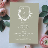 monogram crest sage green Wedding Reception