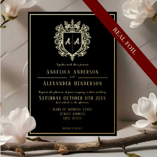 Monogram Crest Wedding Foil Invitation