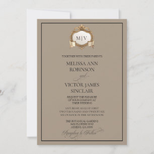 Monogram Crest Wedding Invitation